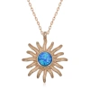 Kadın ​Gümüş Rose Mavi Opal Taşlı Güneş Kadın Kolye