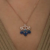 Kadın Gümüş Rose Mavi Taşlı Kar Tanesi Kolye