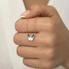Kadın Gümüş Rose Minimal Kelebek Bayan Kolye