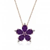 Kadın Gümüş Rose Mor Kamelya Çiçeği Kolye