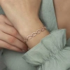 Kadın Gümüş Rose Oval Taşlı Bayan Bileklik