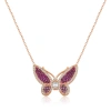 Kadın Gümüş Rose Pembe Kelebek Bayan Kolye
