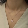 Kadın Gümüş Rose Pembe Taşlı Umut Çiçeği Kolye