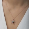 Kadın ​Gümüş Rose Renkli Taşlı Çiçek Kadın Kolye
