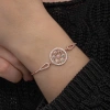 Kadın ​Gümüş Rose Renkli Yaşam Çiçeği Kadın Bileklik