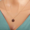 Kadın Gümüş Rose Siyah Taşlı Kar Tanesi Kadın Kolye