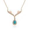 Kadın Gümüş Rose Turkuaz Taşlı Madalyon Bayan Kolye