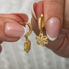 Kadın ​Gümüş Sallantılı Gold Çiçek Kadın Küpe