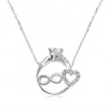 Kadın Gümüş Sonsuzluk Kalpli Tek Taş Bayan Kolye
