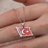 Kadın Gümüş Türk Bayrağı Kadın Kolye