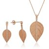 Kadın Gümüş Yaprak İkili Set