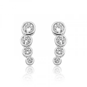 Kadın Gümüş 4 Taş Bayan Küpe