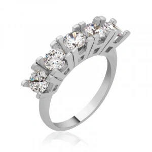 Kadın Gümüş 5 Taş Bayan Yüzük