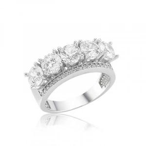 Kadın Gümüş 5 Taş Bayan Yüzük