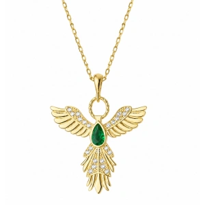 Kadın Gümüş Anka Kuşu Figürlü Gold Kadın Kolye