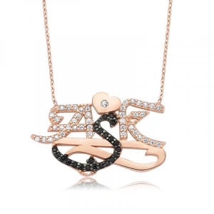 Kadın Gümüş Aşk Yazılı Bayan Kolye