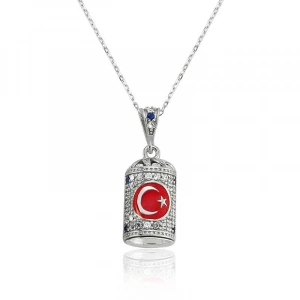 Kadın Gümüş Ay Yıldız Cevşen Bayan Kolye