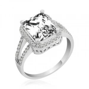 Kadın Gümüş Baget Kare Bayan Yüzük