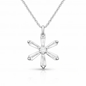 Kadın Gümüş Baget Taşlı Çiçek Kadın Kolye