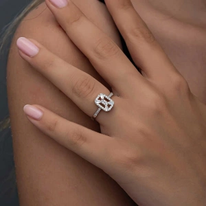 Kadın Gümüş Baget Taşlı Kadın Yüzük