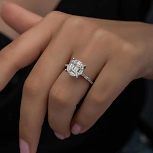 Kadın Gümüş Baget Taşlı Kadın Yüzük