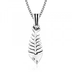 Kadın Gümüş Balık İskeleti Kolye