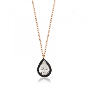 Kadın Gümüş Beyaz Damla Bayan Kolye