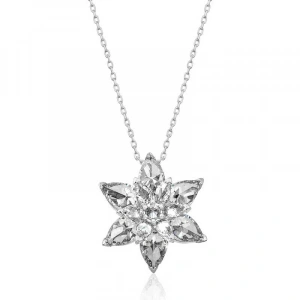 Kadın Gümüş Beyaz Lotus Çiçeği Bayan Kolye