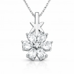 Kadın Gümüş Beyaz Sevgi Çiçeği Kadın Kolye