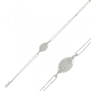 Kadın Gümüş Beyaz Taşlı Bayan Bileklik