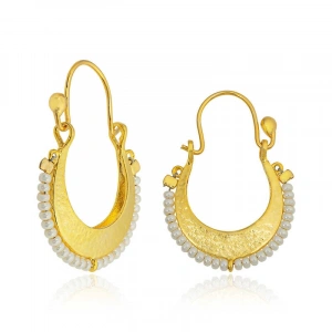 Kadın ​Gümüş Beyaz Taşlı Bohem Küpe