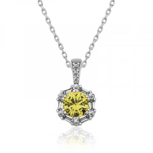 Kadın ​Gümüş Buğday Sarısı Baget Taşlı Bayan Kolye