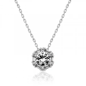 Kadın Gümüş Buz Beyazı Baget Taşlı Bayan Kolye