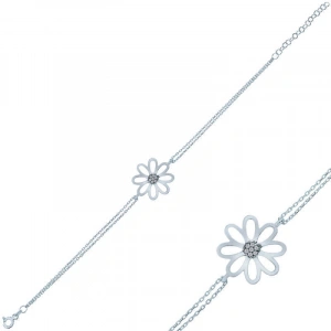 Kadın Gümüş Çiçek Bayan Bileklik