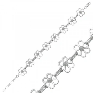 Kadın Gümüş Çiçek Bayan Bileklik