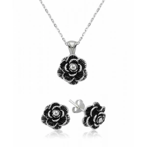 Kadın Gümüş Çiçek Bayan Set