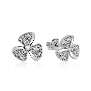 Kadın Gümüş Çiçek Çivili Bayan Küpe