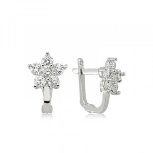 Kadın Gümüş Çiçek Küpe