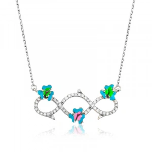 Kadın Gümüş Çiçekli Sonsuzluk Bayan Kolye