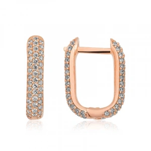 Kadın Gümüş Çift Taraflı Beyaz Taşlı J Bayan Küpe