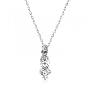 Kadın Gümüş Çiğ Damlası Mekik Tektaş Bayan Kolye