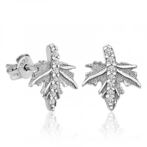 Kadın Gümüş Çınar Yaprağı Bayan Küpe