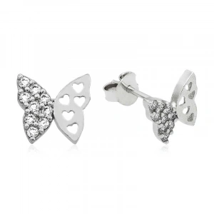 Kadın Gümüş Çivili Kelebek Küpe