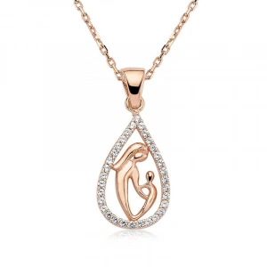 Kadın Gümüş Damla Anne Çocuk Kolyesi