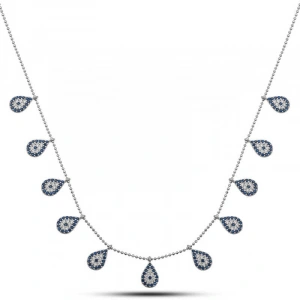 Kadın Gümüş Damla Nazarlı Şans Kadın Kolye