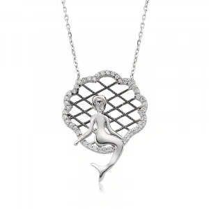 Kadın Gümüş Deniz Kızı Bayan Kolye
