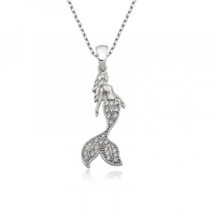 Kadın Gümüş Deniz Kızı Bayan Kolye