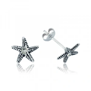 Kadın Gümüş Deniz Yıldızı Çivili Küpe