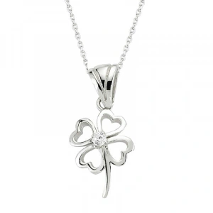 Kadın Gümüş Dört Yapraklı Yonca Bayan Kolye