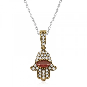 Kadın Gümüş Fatma Eli Otantik Bayan Kolye